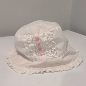 Rosettes and Ruffled White Sunhat